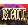 Handcrafted Wooden Sign - "KNIT" (Collegiate) - Poplar