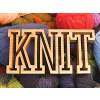 Handcrafted Wooden Sign - "KNIT" (Collegiate) - Red Oak