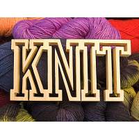 Handcrafted Wooden Sign - "KNIT" (Collegiate) - Poplar